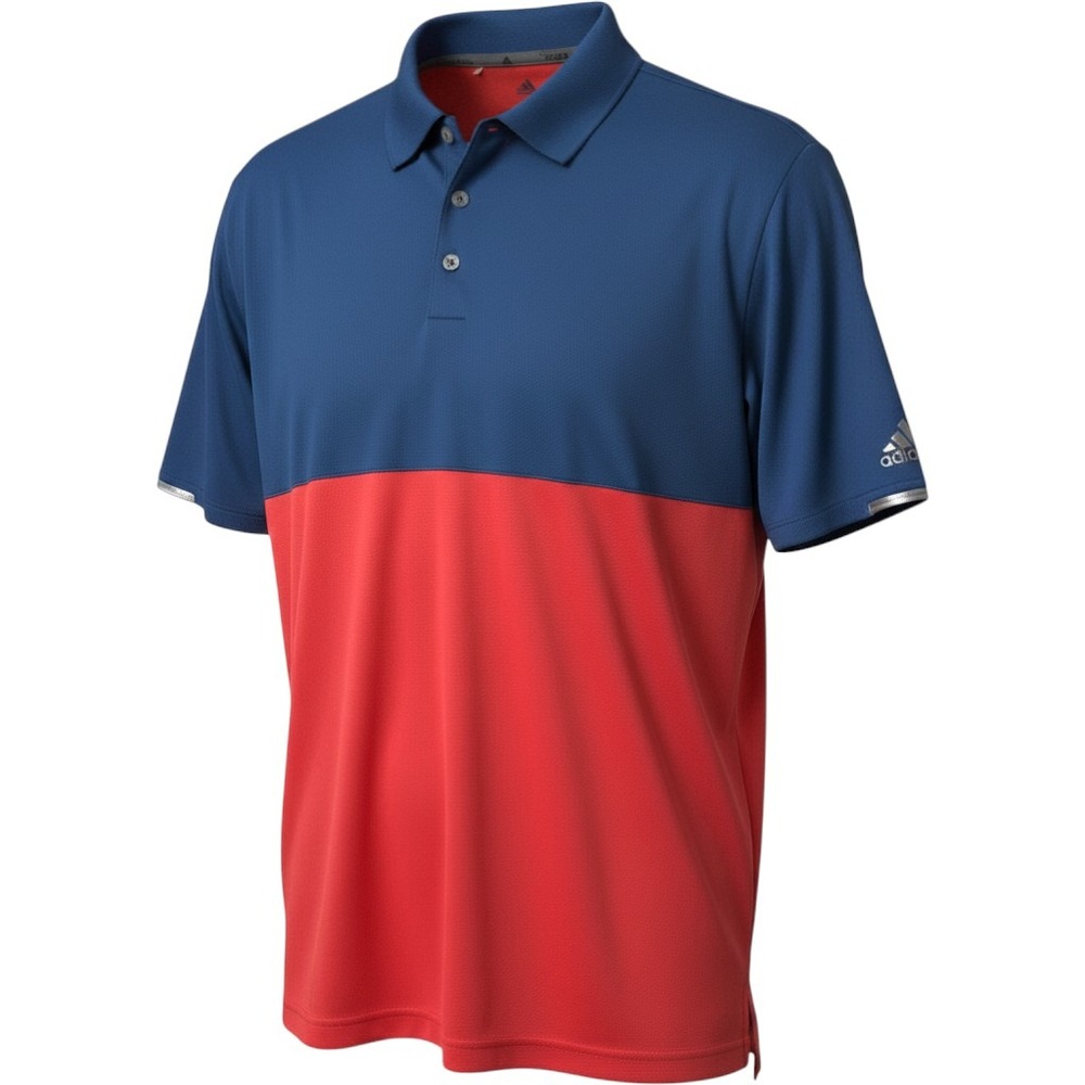 Adidas Climachill Mens XL Polo Shirt Red & Blue Short Sleeve Lightweight Active
